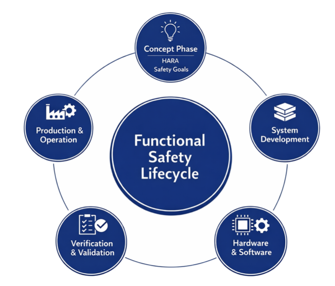 ISO 26262 functional safety lifecycle overview from concept phase to production and operation