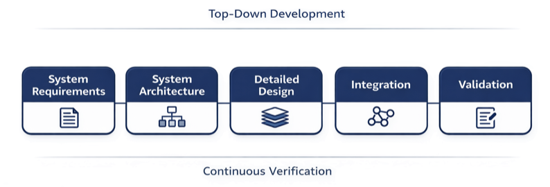 ARP4754B aircraft system development lifecycle including requirements architecture validation and verification